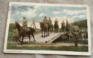 Inspecting Bridge Military World War I Horse Liberty Loan Bond Vintage Postcard