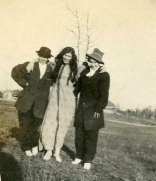 X64 Vtg Photo Three Cross Dressing Women,  Gay Lesbian Lgbtq C Early 1900 
