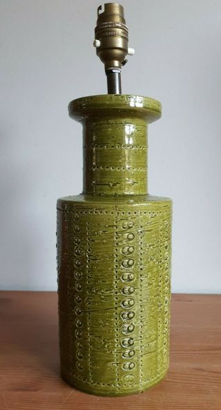 Vintage Mid Century Italian Aldo Londi Bitossi Table Lamp Green Bottle Shape