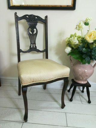 Victorian Oak Carved Back Cabriole Leg Salon Bedroom Chair
