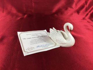 Lenox Ivory And Gold Swan Figurine Fine China With 24k Gold Accents Includes