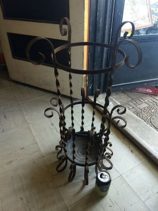 Antique Twisted Wrought Iron Umbrella Stand