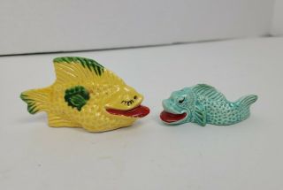 Vintage Fish Couple Salt And Pepper Shakers Japan Anthropomorphic