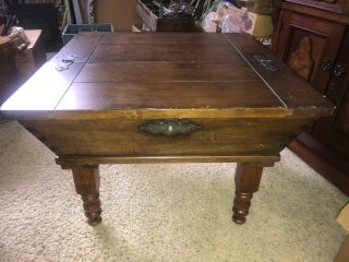 Vintage Solid Wood Hand Made Dough Box End Table Nightstand W Storage 28”sq