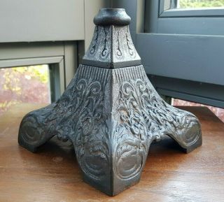 Large Victorian Ornate 2 Piece Cast Iron Oil Lamp Base Heavy 20mm Fittr