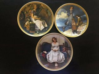 Set Of 3 Norman Rockwell Plates " Rockwell 