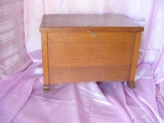 Antique Mission Arts & Crafts Era Oak Keepsake Chest Vintage Storage Letter Box