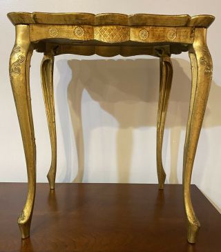 Vintage Gold Italian Florentine Nesting Table Made In Italy 13” X 17” X 19.  5”