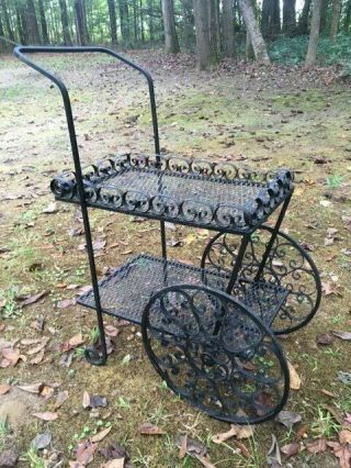 Vintage Wrought Iron Tea Cart Planter