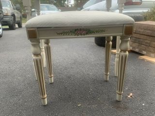 Vintage Kidney Shaped Desk Dressing Table Vanity & Upholstery Handpainted Stool 2