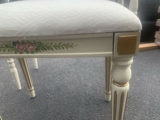Vintage Kidney Shaped Desk Dressing Table Vanity & Upholstery Handpainted Stool 3