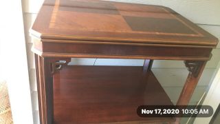 Vintage Lane 2 - Tier End Table Inlaid Walnut Wood