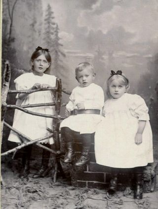 Antique Photo Cdv Group Of Cute Little Girls Boy Kids Fashion By Borgstrom