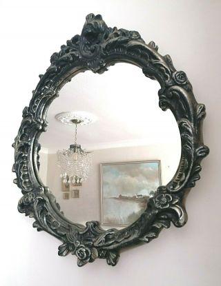 Vintage Ornate Rococo Baroque Round Antique Gold Gilt Plaster Framed Wall Mirror