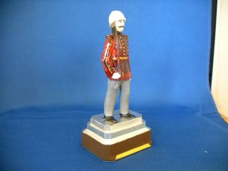 Antique Vintage Clear Glass & Tin Toy Soldier With Sword Candy Container 1920