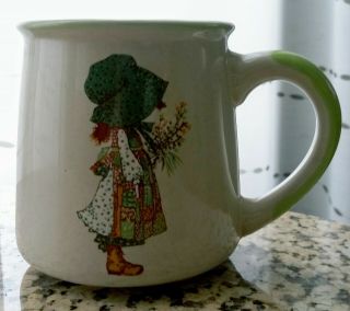 Vtg 1978 Holly Hobbie Collectible Cup Mug Green Trim Stoneware Euc