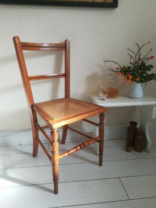 Beech Caned Chair Bedroom Hall Desk Antique Rattan Seat