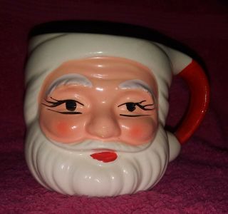 Vintage Made In Japan Christmas Santa Claus Head Mug Hand Painted Ceramic