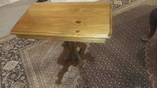 1960 antique vintage light wood table end table handmade unique piece. 2