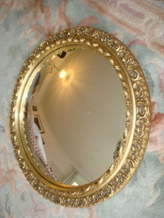 Ornate Vintage Convex Cut Out Mirror With Wooden Gold Frame