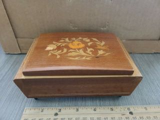 Vintage Swiss Reuge Jewelry Music Box Floral Inlays