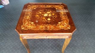 Vintage Italian Inlaid Wood Gaming Table Gambling Home Casino All In 1