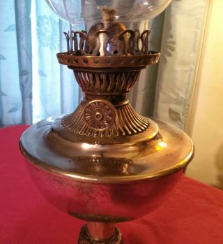 Hinks & Son,  Birmingham Oil Lamp,  Silver Plated Font,  probably Soapstone Base. 3