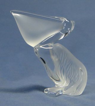 Htf Rare Vintage Daum France Frosted/clear Crystal Pelican Figure 02465 Exc