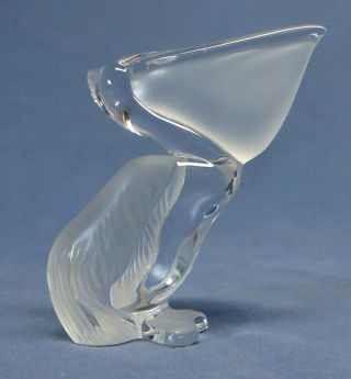 HTF Rare Vintage DAUM France Frosted/Clear Crystal Pelican Figure 02465 EXC 2