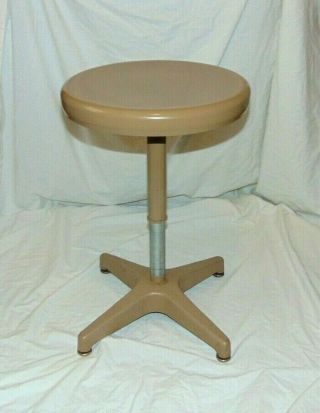 Vintage Mcm Justrite Ajusto Industrial Adjustable Swivel Drafting Stool Chair Ec