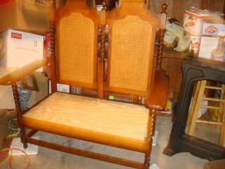 Antique Carved Oak Barley Twist Settee Sofa Chair & Arm Chair