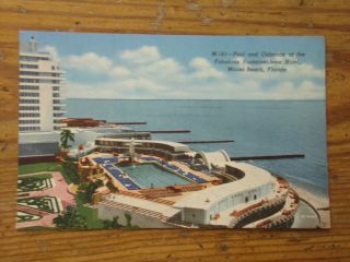 Vintage Postcard Pool & Cabanas At The Fontainebleau Hotel,  Miami Beach,  Florida