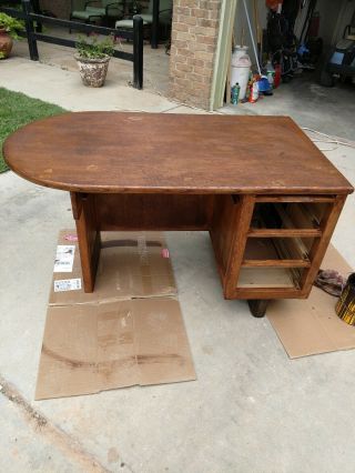 WOW ¡ Vintage Solid Oak Teachers Writing Desk 3