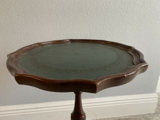 Vintage Bombay Company Mahogany Brown 19.  75” Plant Stand/ Side Table Leather Top 3