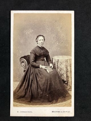 Victorian Carte De Visite Cdv: Lady With Book: Johnson: Bradford Shipley