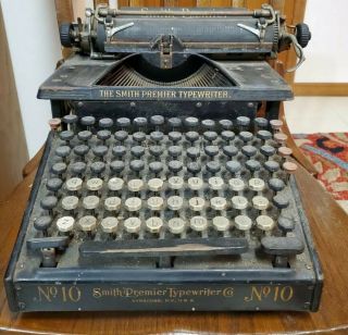 Antique Typewriter The Smith Premier No 10 Made In Usa Vintage Office Decor