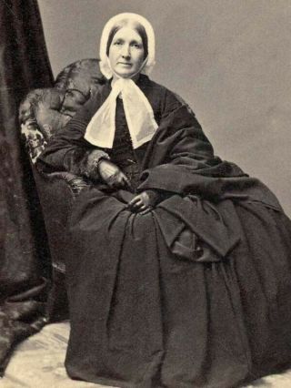 Civil War Cdv Older Lady In White Bonnet By Charles D Fredricks Of York