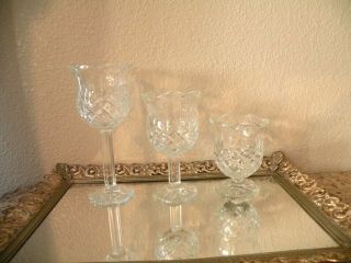 3 Homco Home Interiors Clear Glass Diamond Pattern Footed Votive Candle Holders