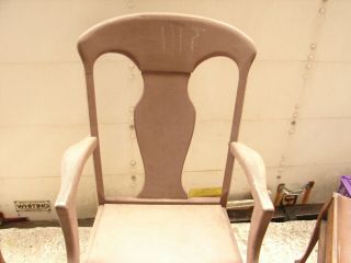 1 Antique Formal Oak T Back Vase Back Dinning Room Arm Chair - Painted - 3 2