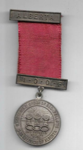 Pk57713:independant Order Odd Fellows Grand Lodge Alberta Ribbon Badge Medal Pin