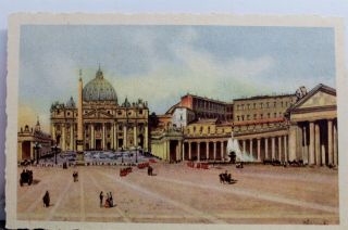 Italy Rome Piazza S Pietro Vaticano St Peter Vatican Postcard Old Vintage Card