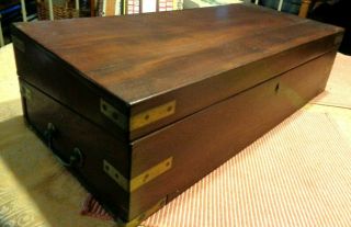 Extra Large Antique Victorian Table Top Walnut Writing Desk Box Wood Brass