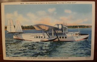 Vintage Airplane Pan American Airways 32 Passenger Flying Clipper Ship Miami Fl