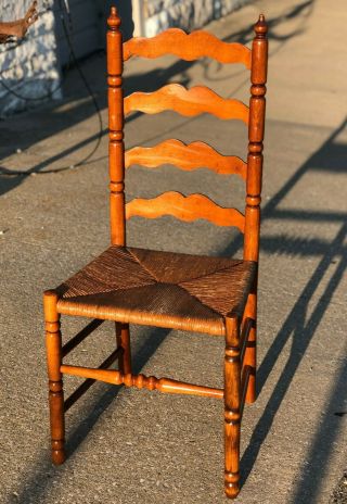 Vintage 40 " Tell City Hard Rock Andover Shaker Ladderback Rush Seat Dining Chair