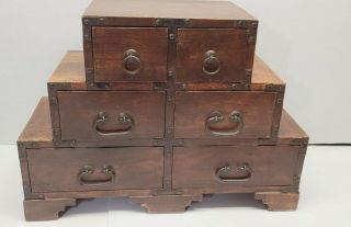 Old World Countertop 6 Drawer Wooden Spice Apothecary Jewelry Cabinet Kitchen
