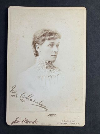 Victorian Photo: Cabinet Card: Pretty Lady Signed Dated 1882: Edwards: Copyright