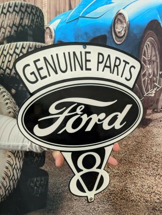 Old Vintage Ford Motor Company Dealer Porcelain Heavy Metal Car Sign Die Cut