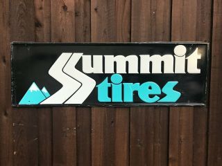 1960s Vintage Summit Tires Metal Sign Gas Oil Soda Cola 48x16 Tire Sign