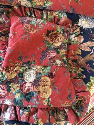 RARE RALPH Lauren AYLESBURY KING Vintage RED FLORAL COMFORTER Bedspread Set 3