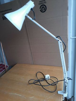 Vintage Anglepoise Overhead Desk Lamp White Desk / Shelf Clamp